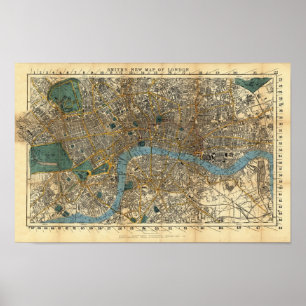 Poster La nouvelle carte de Smith de Londres 1860
