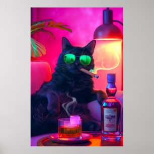 Poster La nuit de Don Gatto   Fancy Chat Boire Whiskey