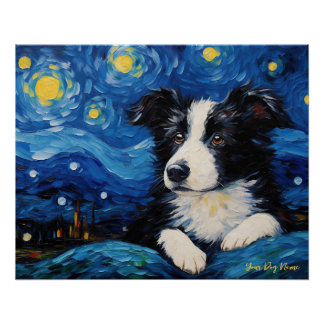Poster La nuit étoilée - Bordure Collie Dog 001 - Qian wa