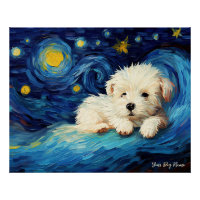 La nuit étoilée - Chien maltais 002 - Qian wan Gog
