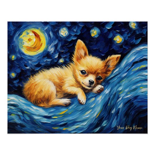 Poster La nuit étoilée - Chihuahua Dog 003 - Qian wan Go (Devant)
