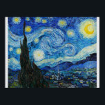 Poster La nuit étoilée de Van Gogh<br><div class="desc">La nuit étoilée de Vincent van Gogh (1889) est l’une des oeuvres les plus emblématiques du post-impressionnisme. Peint à Saint-Rémy,  il capture un ciel nocturne tourbillonnant plein d'émotion et de mouvement,  contrastant avec le village calme ci-dessous. Ses couleurs audacieuses et ses touches expressives en font un chef-d'oeuvre intemporel.</div>