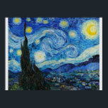 Poster La nuit étoilée de Van Gogh<br><div class="desc">La nuit étoilée de Vincent van Gogh (1889) est l’une des oeuvres les plus emblématiques du post-impressionnisme. Peint à Saint-Rémy,  il capture un ciel nocturne tourbillonnant plein d'émotion et de mouvement,  contrastant avec le village calme ci-dessous. Ses couleurs audacieuses et ses touches expressives en font un chef-d'oeuvre intemporel.</div>