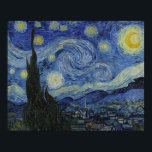 Poster La nuit étoilée de Van Gogh<br><div class="desc">À propos de l'oeuvre La nuit étoilée (Néerlandais : De sterrennacht) est un tableau de l'artiste post-impressionniste néerlandais Vincent van Gogh. Peint en juin 1889, il dépeint la nuit la vue depuis la fenêtre de son sanitarium à Saint-Rémy-de-Provence (situé dans le sud de la France), bien qu'il ait été peint...</div>