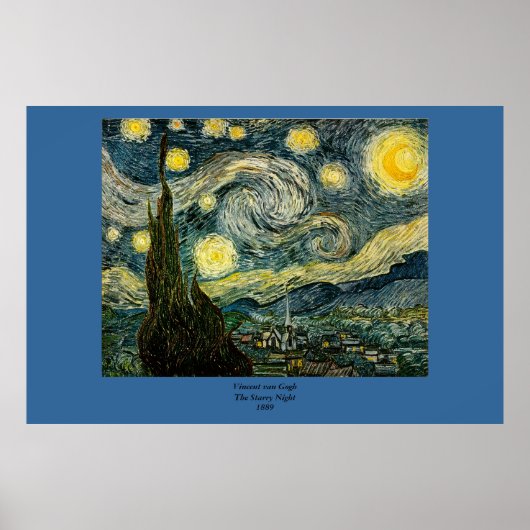 Poster La nuit étoilée de Vincent van Gogh (1889) (Devant)