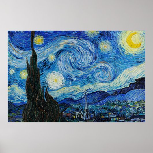 Poster La nuit étoilée de Vincent Van Gogh (1889) (Devant)