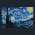 Poster La nuit étoilée de Vincent Van Gogh (1889)<br><div class="desc">La Nuit étoilée (1889) de Vincent van Gogh est l'une des peintures les plus emblématiques et les plus célèbres de l'art occidental. Créé lors de son séjour à l'asile Saint-Paul-de-Mausole à Saint-Rémy-de-Provence, en France, ce chef-d'oeuvre capture un ciel nocturne rempli de nuages tourbillonnants, d'étoiles brillantes et une lune lune lune...</div>
