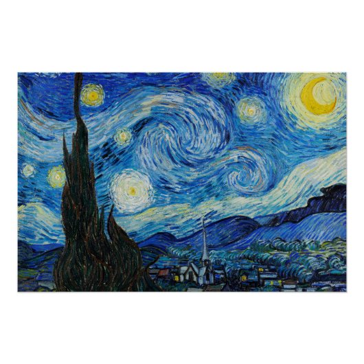Poster La nuit étoilée de Vincent Van Gogh (1889) (Devant)