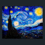 Poster La nuit étoilée par Vincent Van Gogh<br><div class="desc">Vincent Van Gogh La Nuit Étoile. Il s'agit d'un ancien chef-d'oeuvre du peintre-maître néerlandais Vincent Van Gogh.Cette peinture de paysage d'art raffiné a une belle,  vibrante,  couleur saturée. Vincent Van Gogh était un peintre impressionniste de poste hollandais. Cette image est du domaine public</div>