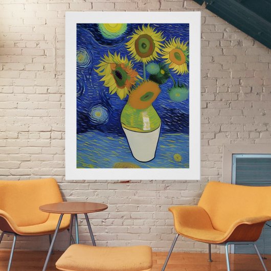 Poster La Nuit étoilée Rencontre Les Fleurs De Soleil De 