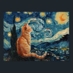 Poster La nuit étoilée Vincent van Gogh avec chat<br><div class="desc">L'affiche "La Nuit étoilée avec chat" présente une touche enchanteresse - un chatte chatte qui regarde vers le ciel tourbillonnant. Cette fusion astucieuse du chef-d'oeuvre emblématique de Van Gogh et de la fantaisie d'un compagnon félin apporte une touche unique et captivante à votre espace de vie. Elevez votre décor avec...</div>