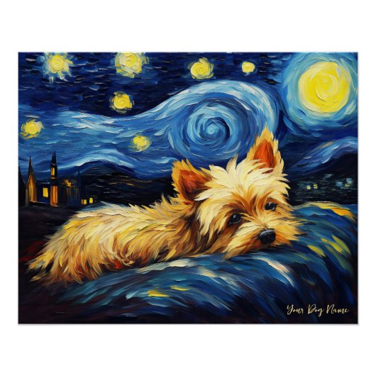 Poster La nuit étoilée - Yorkshire Terrier Dog 003 - Qia (Devant)