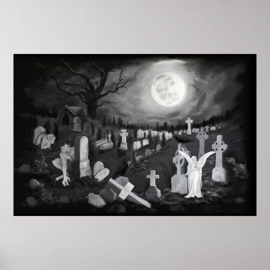 Poster La nuit sur le cimetière - Angel avec Diable (Devant)