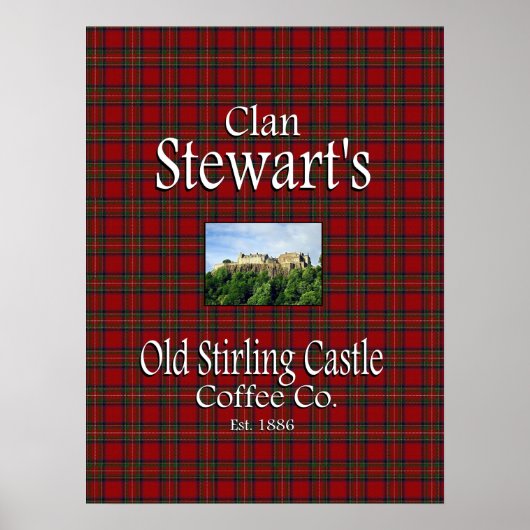 Poster La Old Stirling Castle Coffee Co de Clan Stewart. (Devant)