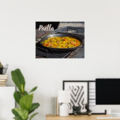 Poster La paella est cuite sur un cadeau grill pour le ch (Bureau à domicile)