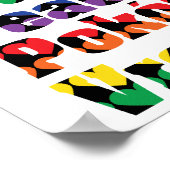 Poster La paix dans plusieurs langues Coeurs arc-en-ciel (Coin)