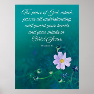 Poster La Paix de Dieu - Philippiens 4:7 Bible Verse Art
