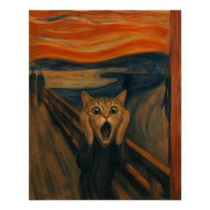 Poster La parodie classique de l'art drôle du chat qui hu