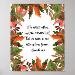 Poster La Parole De Notre Dieu, Ésaïe 40:8, Aquarelle