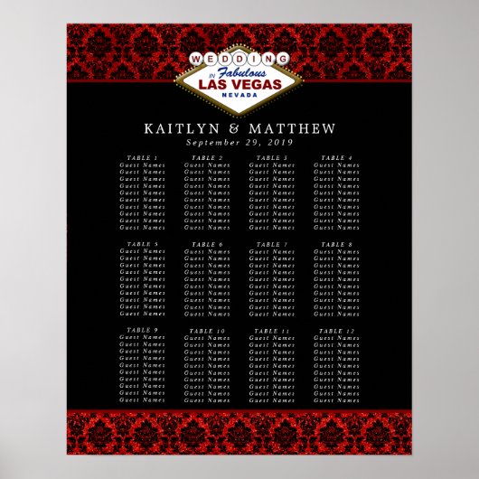 Poster La Parties scintillant Damask Las Vegas Mariage Co (Devant)