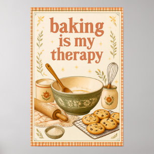 Poster La pâtisserie est ma thérapie Cuisine vintage Art