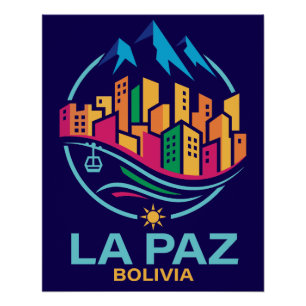 Poster La Paz Bolivie Amérique du Sud