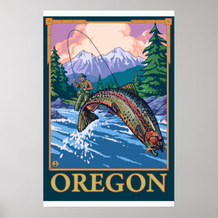 Poster La pêche à la mouche - Oregon