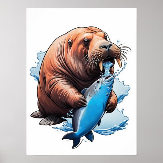 Poster La Pêche Au Walrus Dans La Mer (Devant)