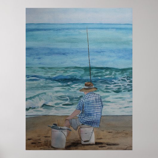 Poster La pêche dans l'océan Art Archival Imprimer (Devant)