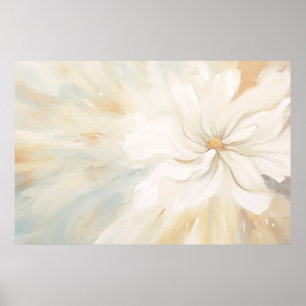 Poster La peinture abstraite aux fleurs blanches.