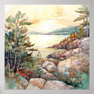 Poster La peinture aquarelle du parc national Acadia