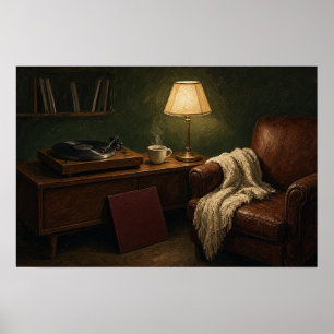 Poster La peinture de platine de la chaise d'écoute
