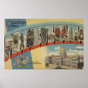 Poster La Pennsylvanie (capitale de l'État/fleur)