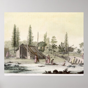 Poster La Perouse au port Francesci (gravure de couleur)