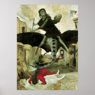 Poster La peste d'Arnold Bocklin, symbolisme Vintage