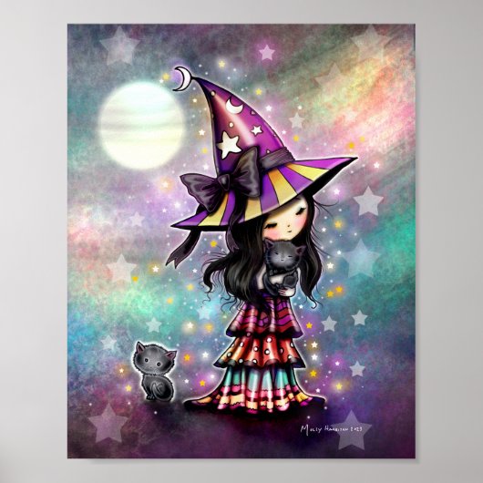 Poster La Petite Amoureuse de Chat Sorcière Mignonne avec (Devant)