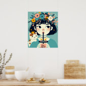 Poster “La petite fille au bubble tea“ (Cuisine)