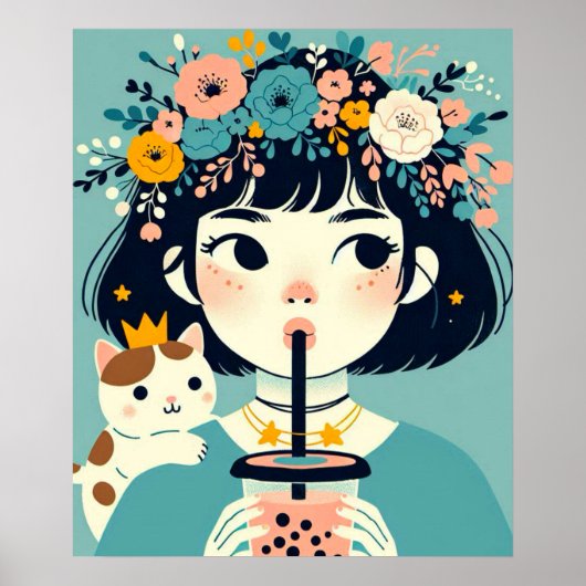 Poster “La petite fille au bubble tea“ (Devant)