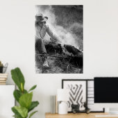 Poster La petite fille au volant d'un veau dans les année (Bureau à domicile)