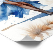 Poster La petite fille côtière avec un chien sur la plage (Coin)