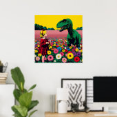 Poster La petite fille et le dino (Bureau à domicile)