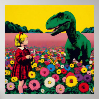 Poster La petite fille et le dino