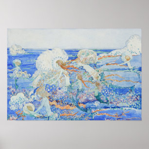 Poster La petite sirène - Les sirènes jouent dans le Surf