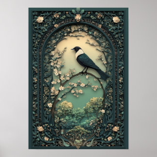 Poster La Pie-grièche | Art forestier de jour printanier