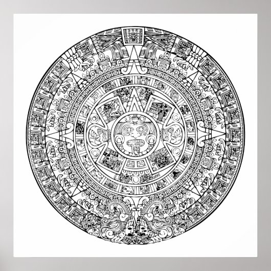 Poster La Pierre du Soleil aztèque, dessin circulaire (Devant)