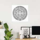 Poster La Pierre du Soleil aztèque, dessin circulaire (Bureau à domicile)