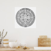 Poster La Pierre du Soleil aztèque, dessin circulaire (Cuisine)