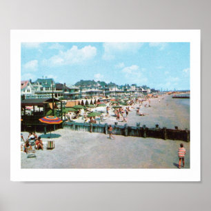 Poster La plage, Cape May NJ, Vintage