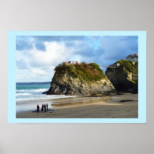 Poster La plage de Newquay à Cornwall (Devant)