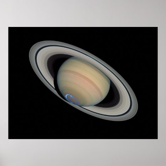 Poster La planète Saturne avec aurores (Devant)